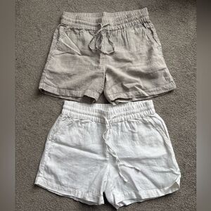 Tommy Bahama Set of 2 100% Linen Pull on Shorts White & Tan Lagenlook - S